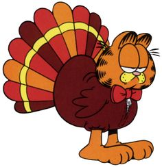 garfield the cat is wearing a turkey costume