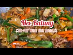 stir fry with rice noodles and vegetables is featured in this ad for mee haiang