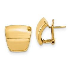 Leslie's 14K Polished Fancy Omega Back Earrings ,Jewelry,Earrings,Drop & Dangle Earrings Material: Primary - Purity:14K, Finish:Polished, Length of Item:15.5 mm, Feature:Hollow, Manufacturing Process:Casted, Material: Primary:Gold, Warranty:Lifetime Guarantee, Width of Item:16 mm, Product Type:Jewelry, Jewelry Type:Earrings, Sold By Unit:Pair, Gender:Women's, Material: Primary - Color:Yellow, Earring Closure:Omega Clip Back, Number of Elements:2, Earring Type:Button Size: one size.  Gender: unisex.  Age Group: adult. Yellow Earrings, Yellow Gold Earring, Gold Polish, Fine Jewellery Earrings, Body Jewelry, Jewelry Stores, Women's Earrings, Gold Earrings, Gold Jewelry