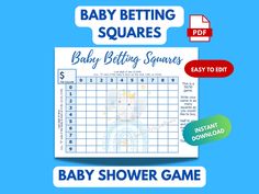 baby shower game with the text baby betting squares