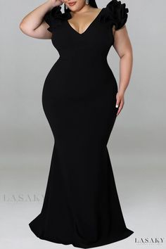 Lasaky - Off-the-Shoulder Long Plus Size Dress with Formal Solid Patchwork Design Evening Dresses Plus Size, Evening Dresses Elegant, Long Summer Dresses, Dress Elegant, Ladies Party, Long Maxi Dress, Elegant Woman, Elegant Dresses, Nightwear