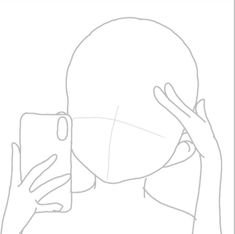 a drawing of a person taking a selfie with their cell phone in front of her face