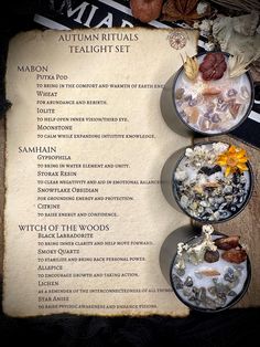 the menu for an autumn tealight dinner