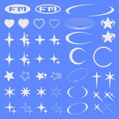 various shapes and sizes of stars on a blue background