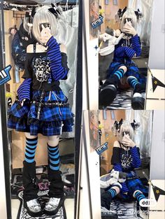 Purple J Fashion, Alternitave Clothing, Breakcore Outfit, Vkei Outfits Casual, Harajuku Outfits Black, Blue Alt Outfits, Tenshi Kaiwai Fashion, Harakuju Fashion, Visual Kei Outfit Ideas