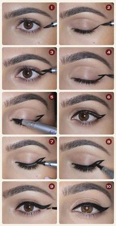 Makeup Ide, Easy Eyeliner, Eyeliner Hacks, Simple Eyeliner, Makeup Tutorial Eyeliner, Eye Liner Tricks, Makijaż Smokey Eye, Homecoming Makeup Browneyes