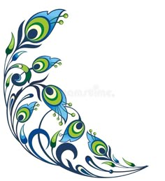 peacock feathers on white background - animals characters