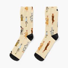 Super soft all-over printed knit socks with extra cushioning in the sole. Suitable for men and women. fantastic mr fox and family sticker pack of 8 Fox Socks, Fox Family, Family Stickers, Fantastic Mr Fox, Fox Gift, Mr Fox, Pride Merch, Designer Socks, Sticker Pack