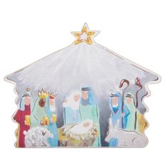 a nativity scene with the birth of jesus