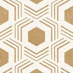 a beige and white wallpaper pattern with hexagonal shapes on linen, which is very