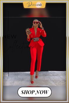 Two Piece Set Women Outfit Fashion Clothing Red Blazer Suit 2 Piece Sets Matching Sexy Birthday Club Party Outfits Set Women Outfit, Business Casual Blazer, Blazer Outfits Casual, Birthday Club, 2 Piece Sets, Women's Outfits By Occasions, Women Outfit, Club Parties, Red Blazer