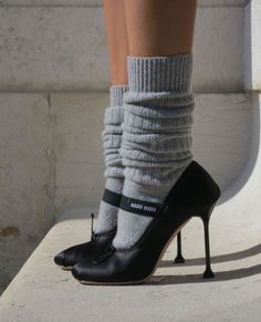 Miu Miu Heels, Shoes And Socks, Ballet Heels, Miu Miu Shoes, Ballet Pumps, Chic Outfit