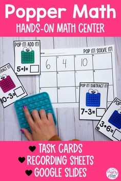 the hands on math center task cards are shown with google slides to help students practice numbers