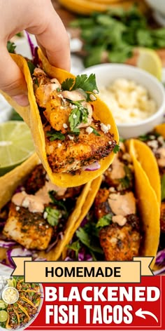 homemade blackened fish tacos are the perfect appetizer for any party or gathering