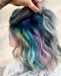 Hidden Rainbow Hair, Hair Colouring, Shaggy Hair, Hair Things, Makeup Tattoos, Colorful Hair, Rainbow Hair, Tattoo Styles, Hairstyles Haircuts