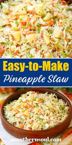 an easy to make pineapple slaw salad with carrots and celery