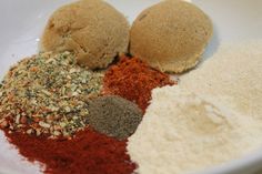 spices and seasonings in a white bowl