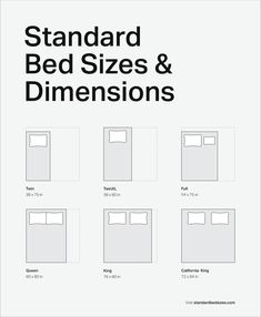 the standard bed sizes and dimensionss are shown in this manual, with instructions to make it