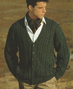 PDF knitting pattern instant download in English language only. Knit this fabulous cardigan from the 1990s! Recommended yarn: DK double knitting. UK knitting terminology.  Please be aware that with vintage patterns the recommended yarn is more likely to be discontinued and a substitute may need to be found. This is a pdf download of a rare and out of print knitting pattern - you are buying a pdf download of a knitting pattern NOT the physical pattern or the finished garment. To view and print this pattern you will need an adobe reader program on your computer which is available online as a free download from adobe.com Cable Cardigan Knitting Patterns, Mens Knitted Cardigan, Ribbed Jacket, Cable Cardigan, Vintage Knitting Patterns, Pdf Knitting Pattern, Ribbed Cardigan, Mens Cardigan, Crew Neck Jumper