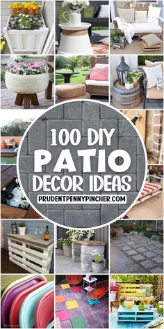 many different types of patio furniture are shown with the words, 100 diy patio decor ideas