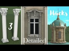 three different types of pillars and windows