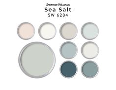 six different shades of sea salt paint with the words sheryln williams sw 604