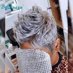 BeQueen Wig Luxurious Customized Wigs Bequeen Luxurious Customized Pixie Cut Human Hair Wig Brighten Gray Hair, Gray Pixie, Natural Haircuts, Grey Wigs, Gray Hairstyles, 50 Hairstyles, Be Queen, Short Hair Images, Natural Hair Short Cuts