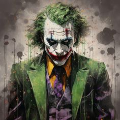 the joker is dressed in green and purple