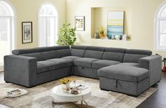 a large sectional couch in a living room