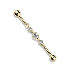 PRICES MAY VARY. STYLE: Triple CZ Rounds on a Chain Industrial Barbell for Cartilage MATERIAL: PVD Plated 316L Surgical Stainless Steel & Cubic Zirconia GAUGE/BAR THICKNESS: 14GA (1.6mm) BARBELL LENGTH: 1&1/2" (38mm) AVAILABLE IN: Clear, Clear/Aqua, or Gold tone/Clear Chain Industrial, Industrial Bars, Double Helix Piercing, Industrial Piercing Jewelry, Industrial Barbell, Industrial Piercing, Body Jewelry Piercing, Helix Piercing, Chain Design