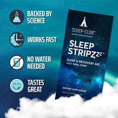 Sleep Stripzzz Sleep Aid packet. Backed by Science, Works Fast, No Water Needed, Tastes Great Fall Asleep Fast, Wake Up Refreshed, Natural Hormones, Natural Sleep Aids, Healthy Advice, Weight Workout, Sample Packs, Habit Forming, Sleep Aid