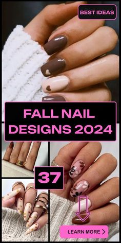 Short Almond Nails Natural Classy, Autumn And Winter Nails, Popular Nail Art 2024, Cool Fall Nails Acrylic, Fall And Nails, Fall Classy Nails 2024, Gel Nails Autumn 2024, Autumn Gel Nails 2024, Fall Geometric Nail Designs