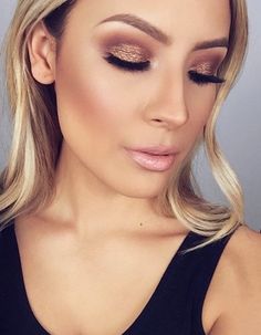 #bronze #nudelip Trucco Smokey Eye, Wedding Hairstyles And Makeup, Gold Smokey Eye, Bronze Eyeshadow, Valentines Day Makeup, Bridesmaid Makeup, Day Makeup, Halloween Make