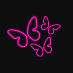 neon pink butterflies against a black background