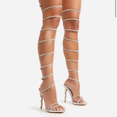 Rhinestone Gladiator Stretch Heels Pink Block Heels, Tan Pumps, Orange Heels, Asos Shoes, Beige Heels, Gladiator Heels, Black Block Heels, Strappy High Heels, Platform Stilettos