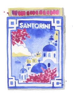 Santorini Matchbook - Furbish Studio Dreamy Destinations, Personalized Gallery Wall, Furbish Studio, Matchbook Art, Bold Decor, Ski Resorts, Sparks Joy, Print Ideas, Hot Spots