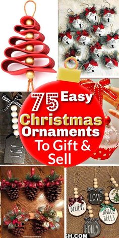 christmas ornaments and crafts are featured in this collage