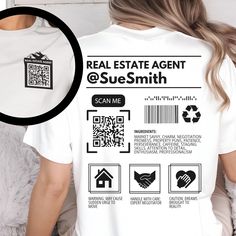 Real Estate Custom T-Shirt, QR Code Realtor Shirt, Real Estate Tshirt, Realtor Gift, Personalized Real Estate Agent Gift Broker Shirt Name Realtor Shirts, Real Estate Agent Gift, Coding Shirts, Insurance Agent, Gaming Shirt, Small Business Ideas, Qr Codes, Business Ideas, Estate Agent