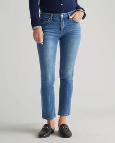 Stretch Mid Rise Slim Straight Jeans - 28" inseam Ag Jeans, Slim Straight Jeans, Quince, Signature Style, Stretch Jeans, Straight Jeans, Capsule Wardrobe, Ankle Length, Stretch Denim