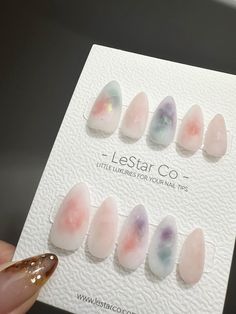 FREE SHIPPING FOR ORDERS OVER $50USD  WORLDWIDE   LeStar Co. press-on nails is reusable and easy to use, give yourself a perfect, non-damaging manicure in seconds for a fraction of the salon cost. Wear them for weeks straight or a few days at a time as you like. KEY FEATURES: - Handmade by our professional nail artist - Flexible and lightweight for comfortable wear - Easy to apply and remove - Long-lasting - Multiple wears - Waterproof Package includes a full set of press on nails (10 nails) Free Gift - Prep-Kit includes nail glue, 24 adhesive tabs (1 sheet), cuticle wooden pusher, mini file, and 2 alcohol wipes ) * Note: the prep-kit contents may vary due to availability. HOW TO MEASURE SIZES Step 1: Grab some clear sticky tape and place it over your nails. Step 2: Use a marker to trace b Reusable Press On Nails, Resin Nails, Faux Nails, Solid Color Nails, Red Blush, Nails Cute, Blush Nails, Nails Gel, Pink Cat