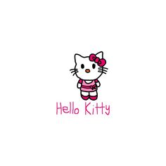 the hello kitty logo is pink and white