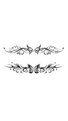 two black and white designs on a white background