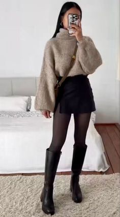 Check more at https://beautyfashionideas.com/dress/16328/ Femme Winter Outfits, Boot Office Outfit, Asymmetrical Sweater Outfit, Canada Outfit Ideas, Winter Outfits Fancy, Hockey Game Outfits For Women, Canada Outfits, Vinter Mode Outfits, Hockey Game Outfit