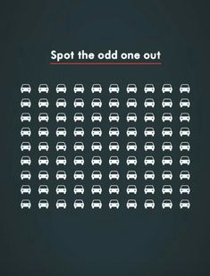 an image of cars with the words spot the odd one out in red and white