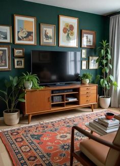 40+ Stylish and Cool TV Wall Decor Ideas Dark Accent Tv Wall, Living Room Tv Wall Mid Century, Gallery Wall Around Tv Tv Stands, Tv Unit Ideas For Small Living Room, Gallery Wall Tv Stand, Tv Area Living Room, Photos Above Sideboard, Living Room Wall With Tv Decor Ideas, Above Tv Gallery Wall