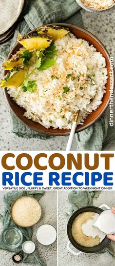 coconut rice recipe in a bowl with other ingredients