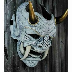 Adult Unisex Halloween Face Masks Japanese Hannya Demon Oni Samurai Noh Kabuki Prajna Devil Mask Samurai Assassin, Hannya Maske Tattoo, Oni Maske, Mascara Oni, Japanese Oni Mask, Masks Japanese, Halloween Face Masks, Oni Samurai, Ronin Samurai