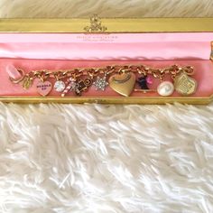 Bnib With Tags Vintage Juicy Couture Limited Edition Charm Bracelet. Rare And Htf Two Available Icy Jewelry, Heart Locket Bracelet, Juicy Couture Charms Bracelet, Movie Ideas, Juicy Couture Bracelet, Cupcake Charms, Vintage Juicy Couture, Puffy Heart Charms, Juicy Couture Purse