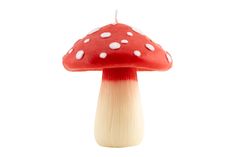 a small red mushroom with white dots on it's top, sitting in front of a white background