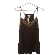 H&M Brand New Black Camisole Size Small. Pet And Smoke Free Environment. H&m Casual Cami Tank Top, Casual H&m Cami Tank Top, Chic H&m Tank Top For Summer, Chic H&m Summer Tank Top, Chic Summer H&m Tank Top, Chic Sleeveless H&m Tank Top, Brown Tank Top For Night Out In Spring, Brown Tops With Adjustable Straps For Summer, Casual Brown Camisole For Summer